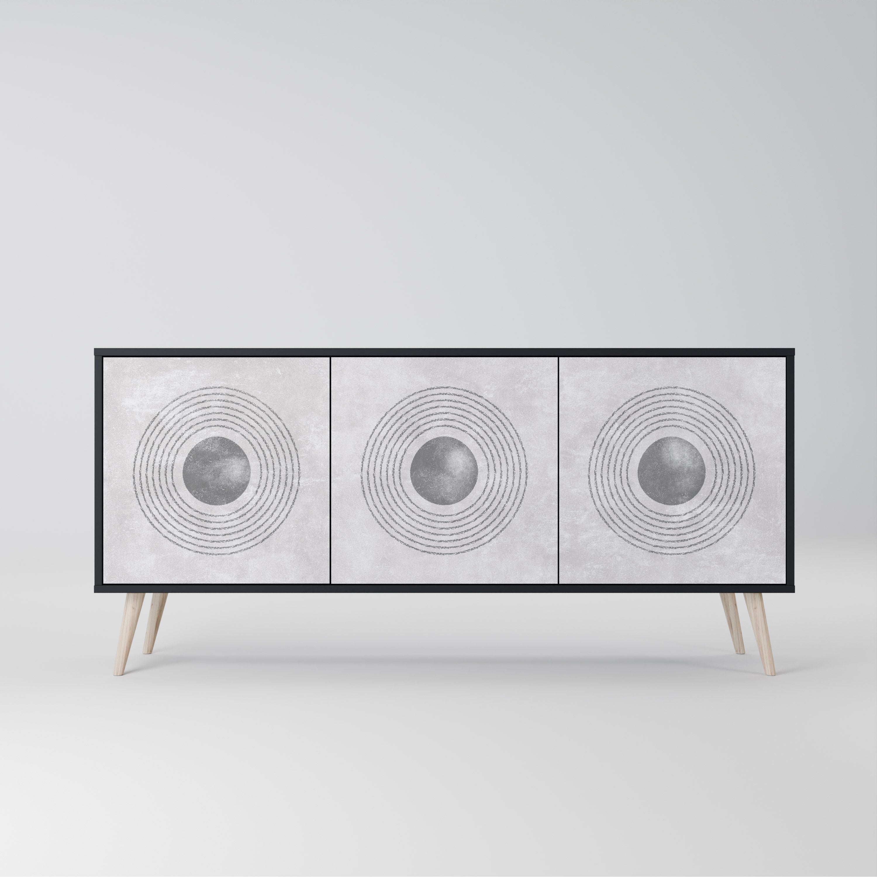 SOLID CIRCLES 3-Door Sideboard in Black Finish