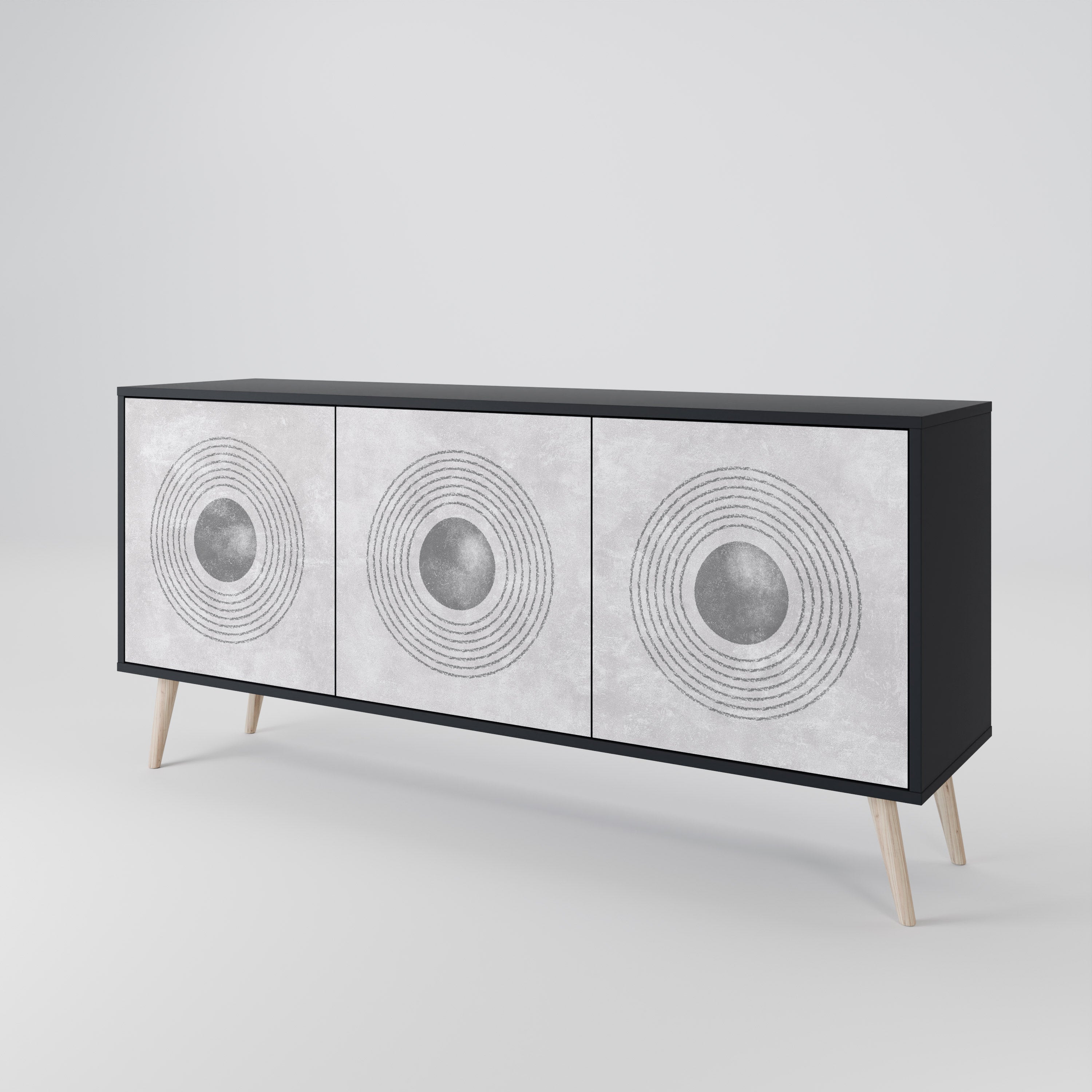 SOLID CIRCLES 3-Door Sideboard in Black Finish