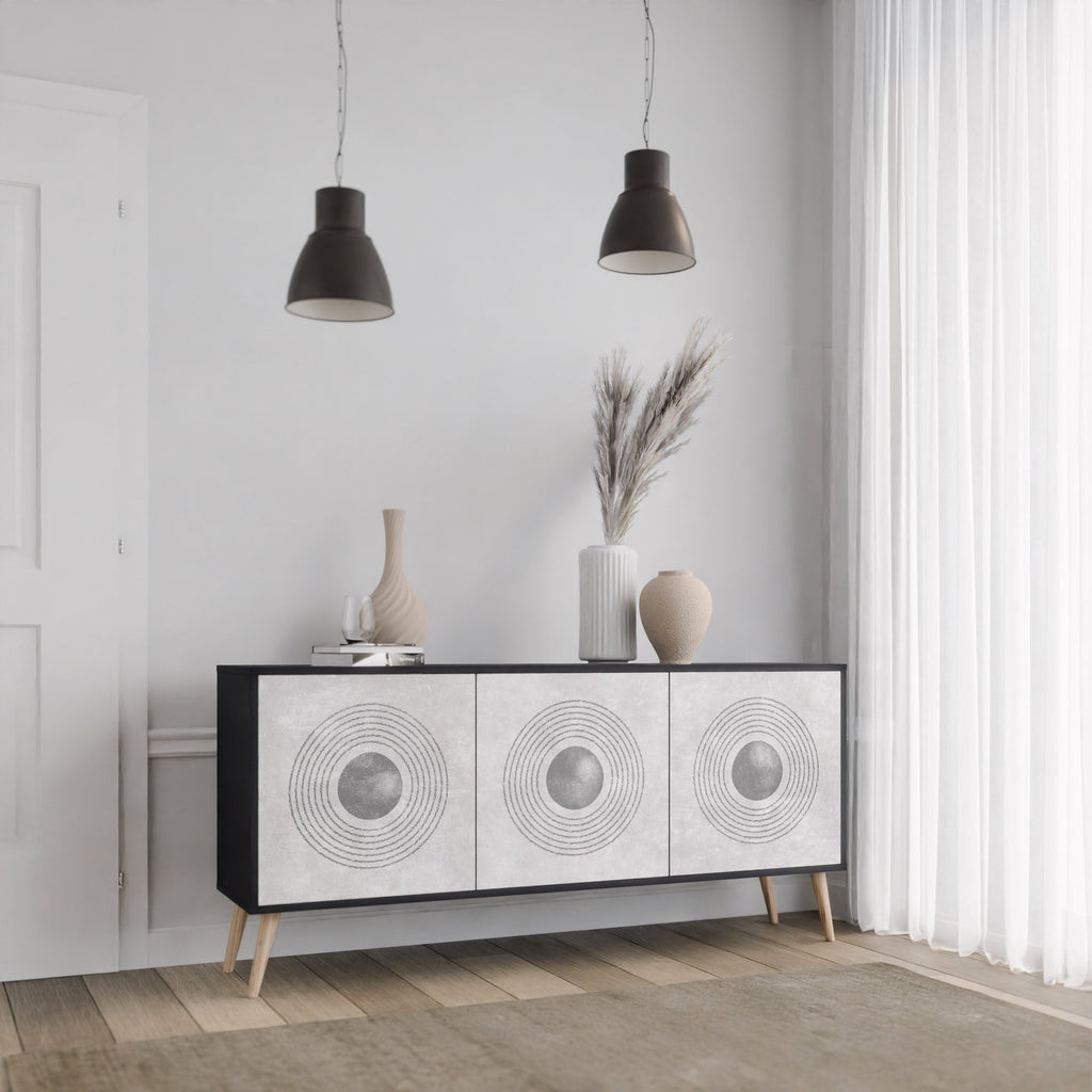 SOLID CIRCLES 3-Door Sideboard in Black Finish