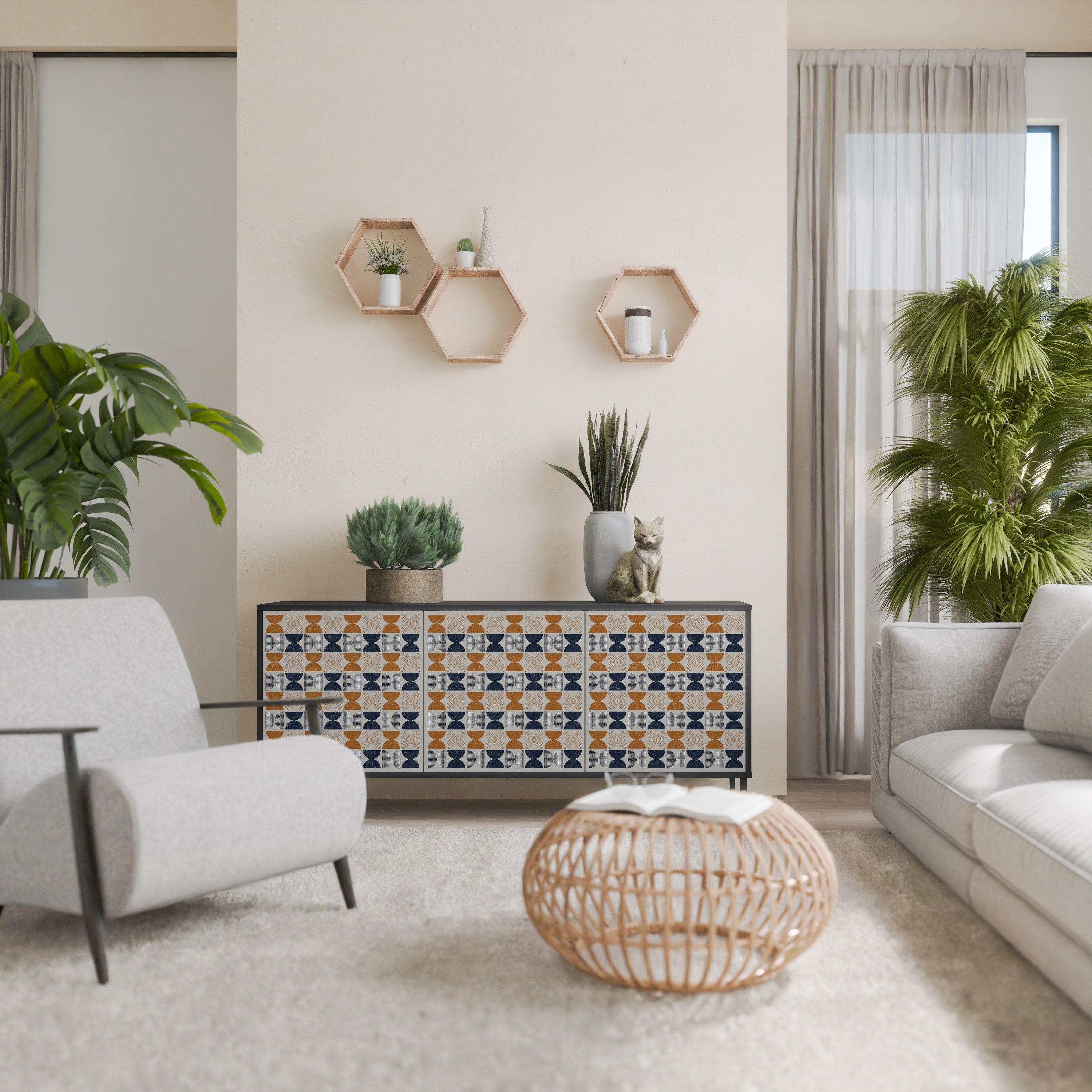 REFLECTION RANGE 3-Door Sideboard in Black Finish