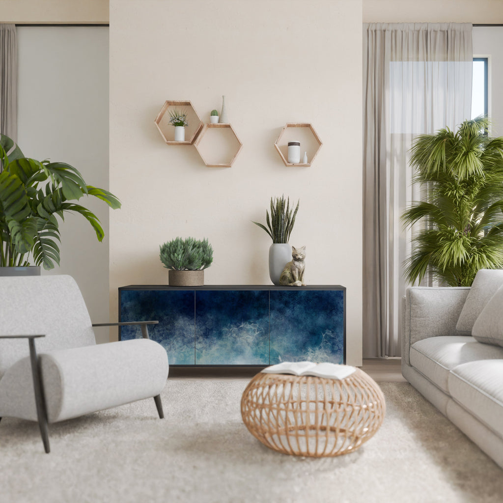 CELESTIAL FALL 3-Door Sideboard in Black Finish