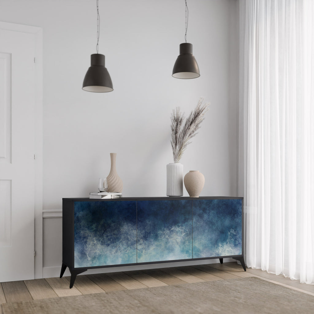 CELESTIAL FALL 3-Door Sideboard in Black Finish