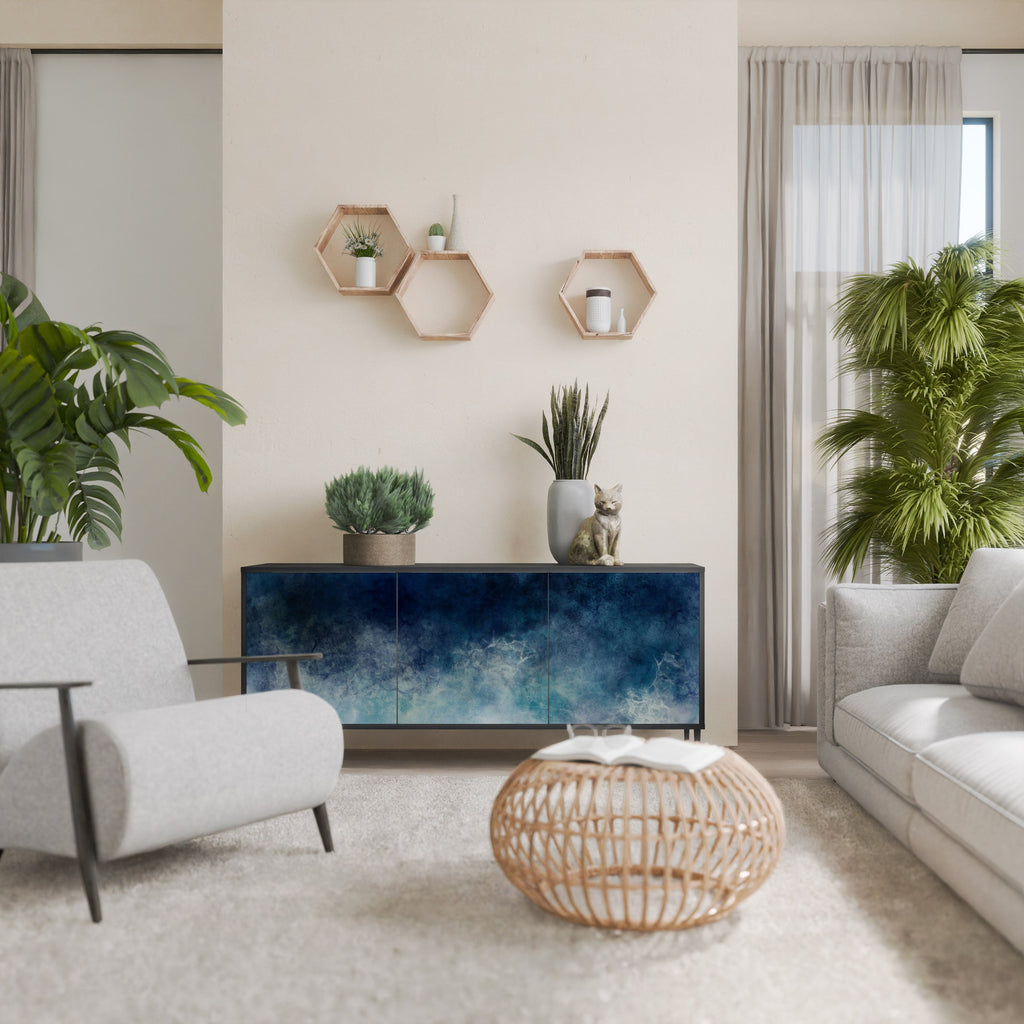 CELESTIAL FALL 3-Door Sideboard in Black Finish