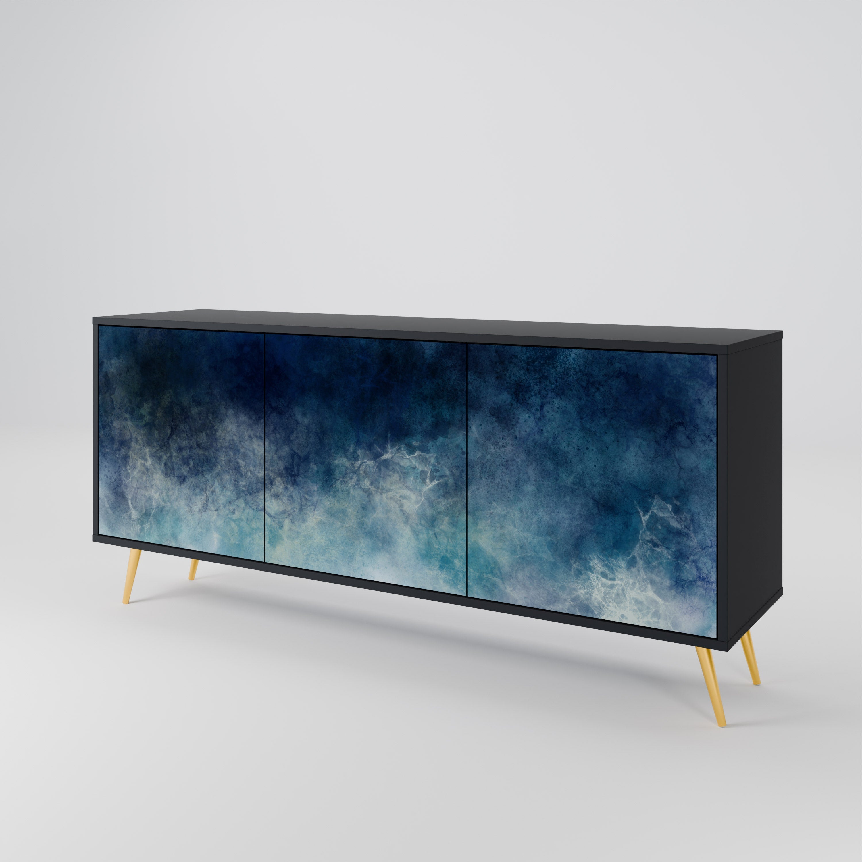 CELESTIAL FALL 3-Door Sideboard in Black Finish