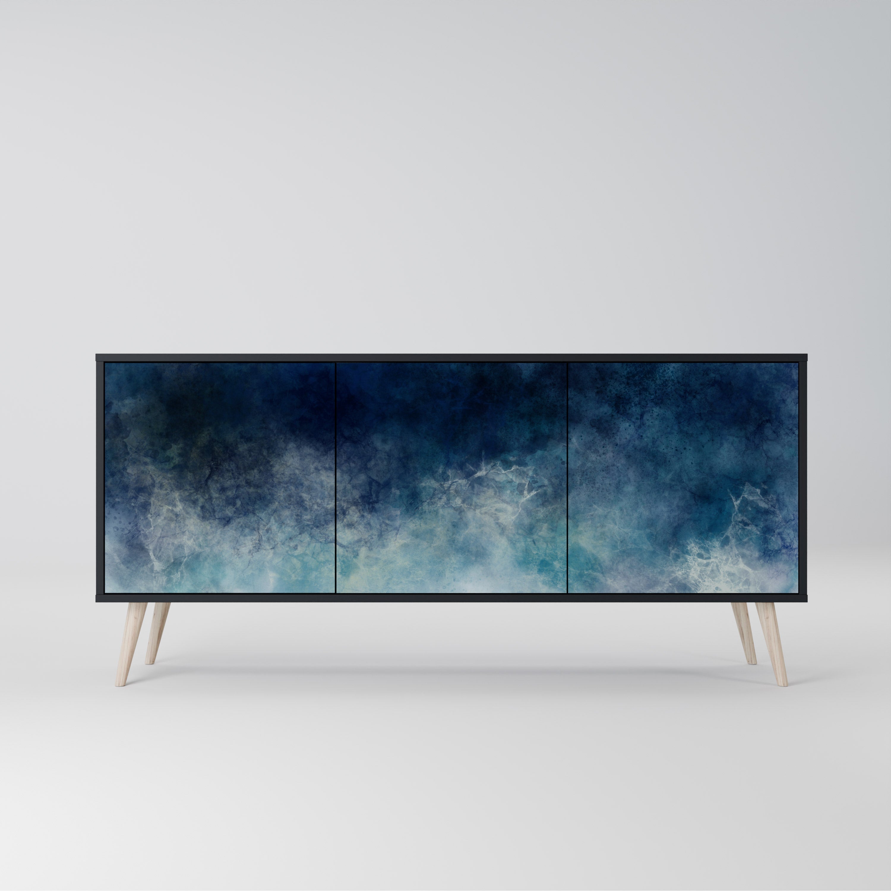 CELESTIAL FALL 3-Door Sideboard in Black Finish