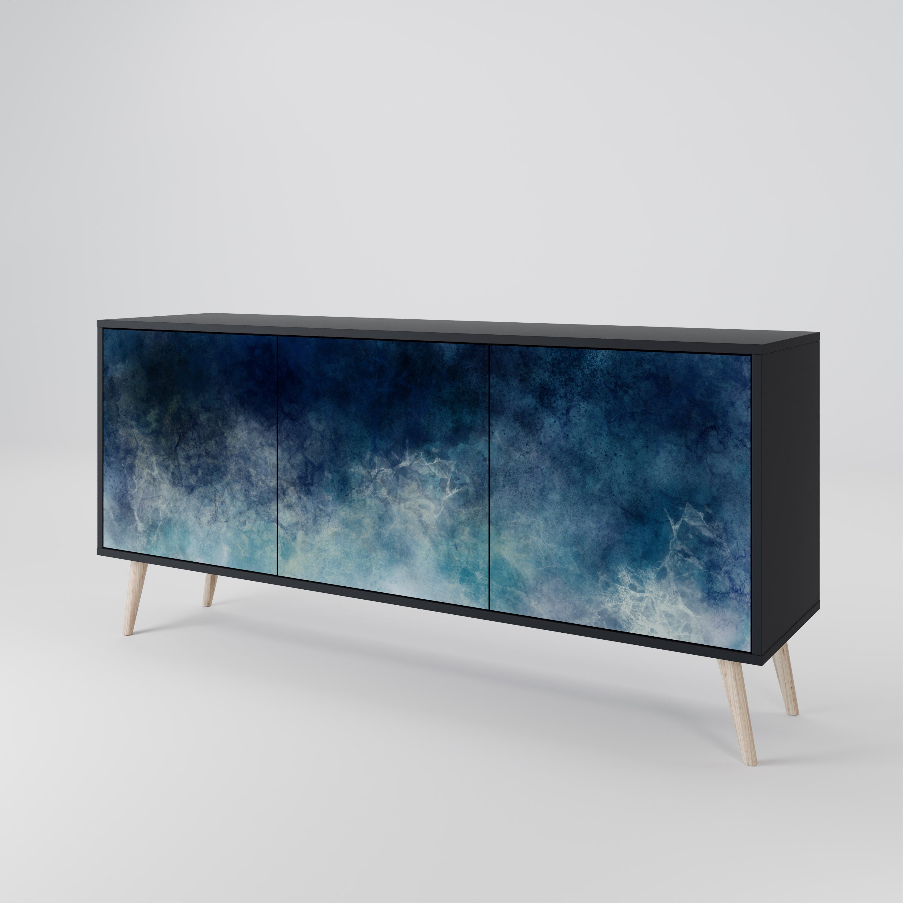 CELESTIAL FALL 3-Door Sideboard in Black Finish