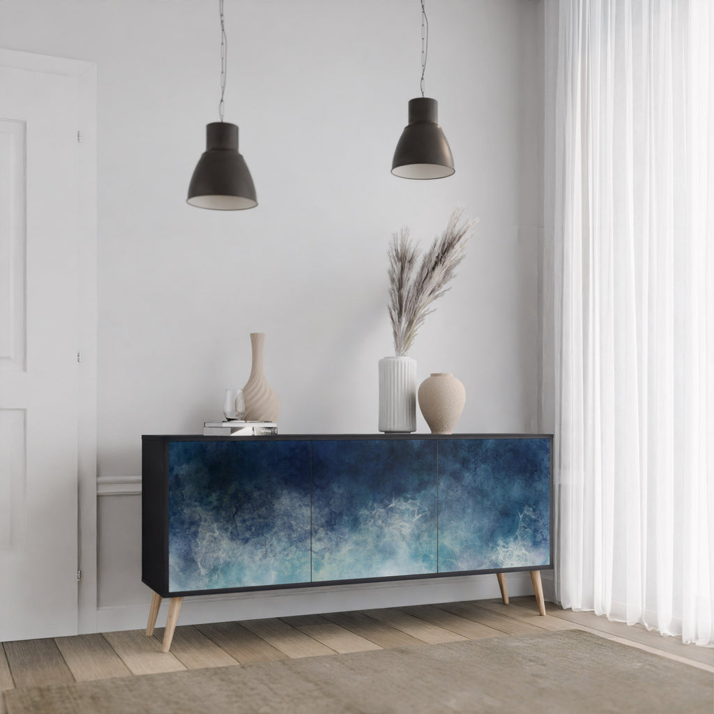 CELESTIAL FALL 3-Door Sideboard in Black Finish