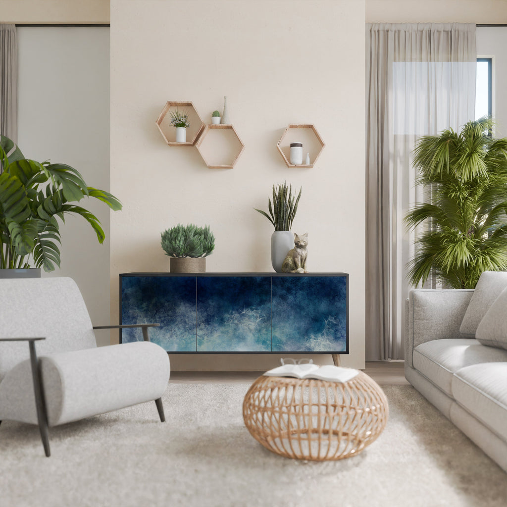 CELESTIAL FALL 3-Door Sideboard in Black Finish