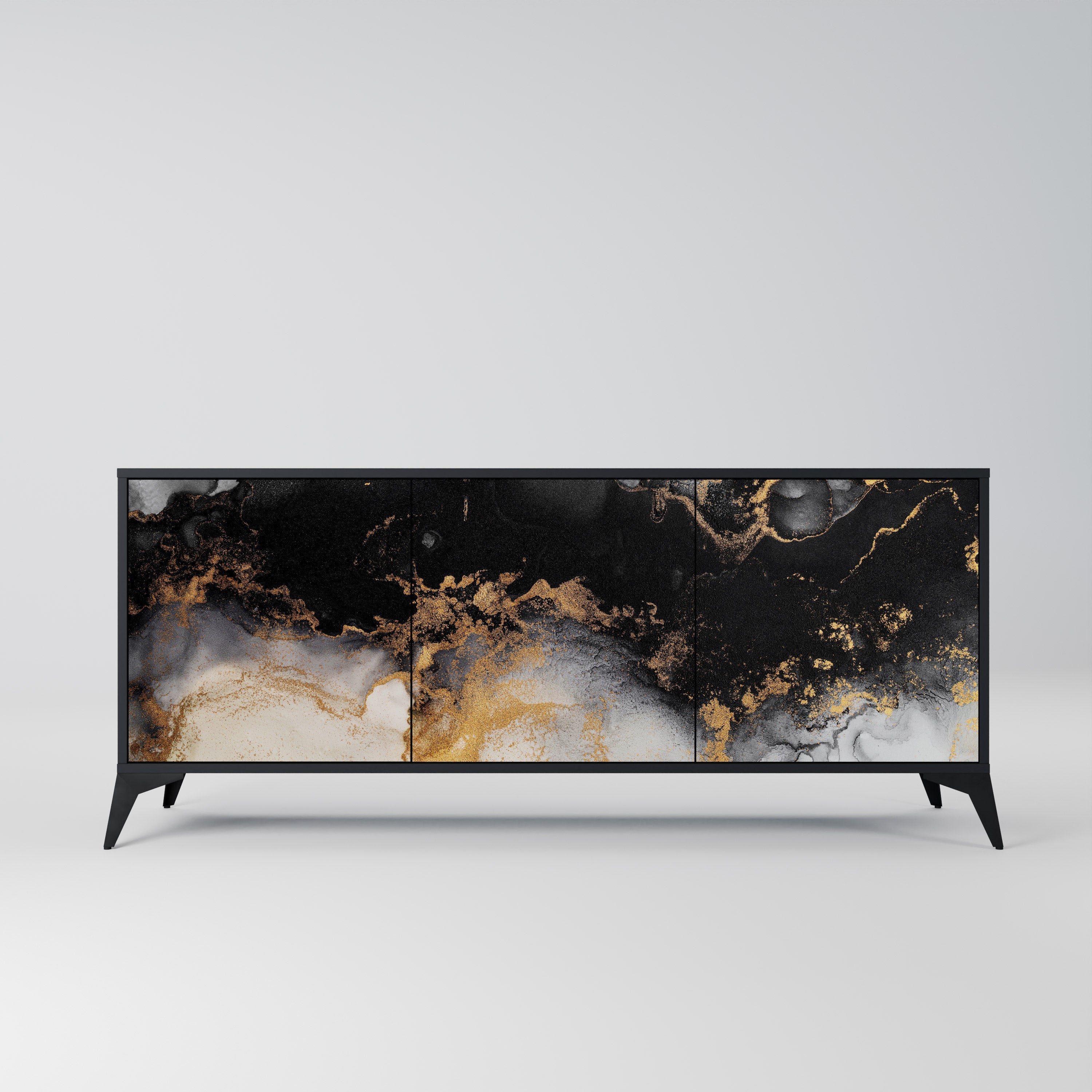 MARBLE OF TOMMORROW 3-Door Sideboard in Black Finish