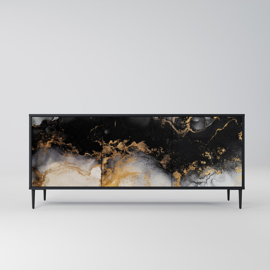 MARBLE OF TOMMORROW 3-Door Sideboard in Black Finish