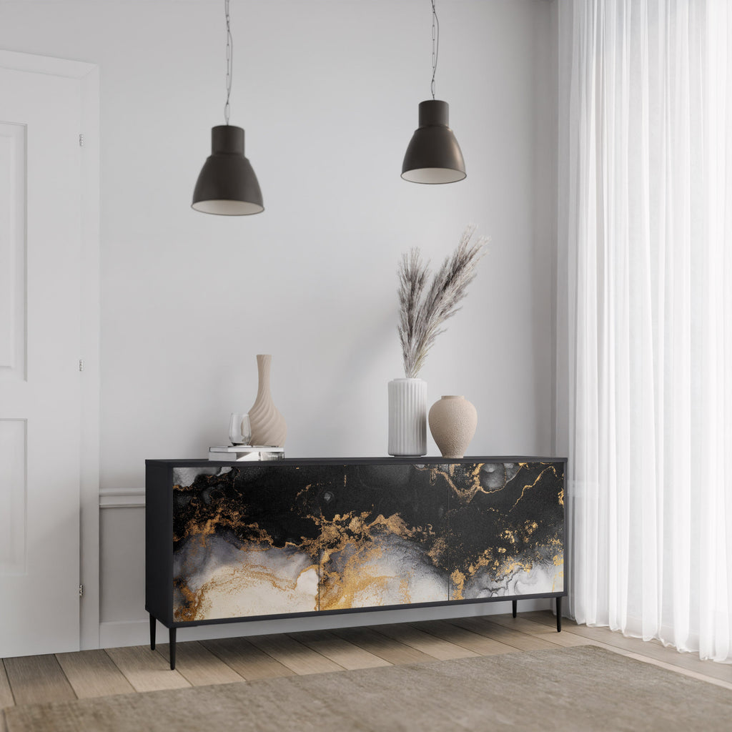MARBLE OF TOMMORROW 3-Door Sideboard in Black Finish