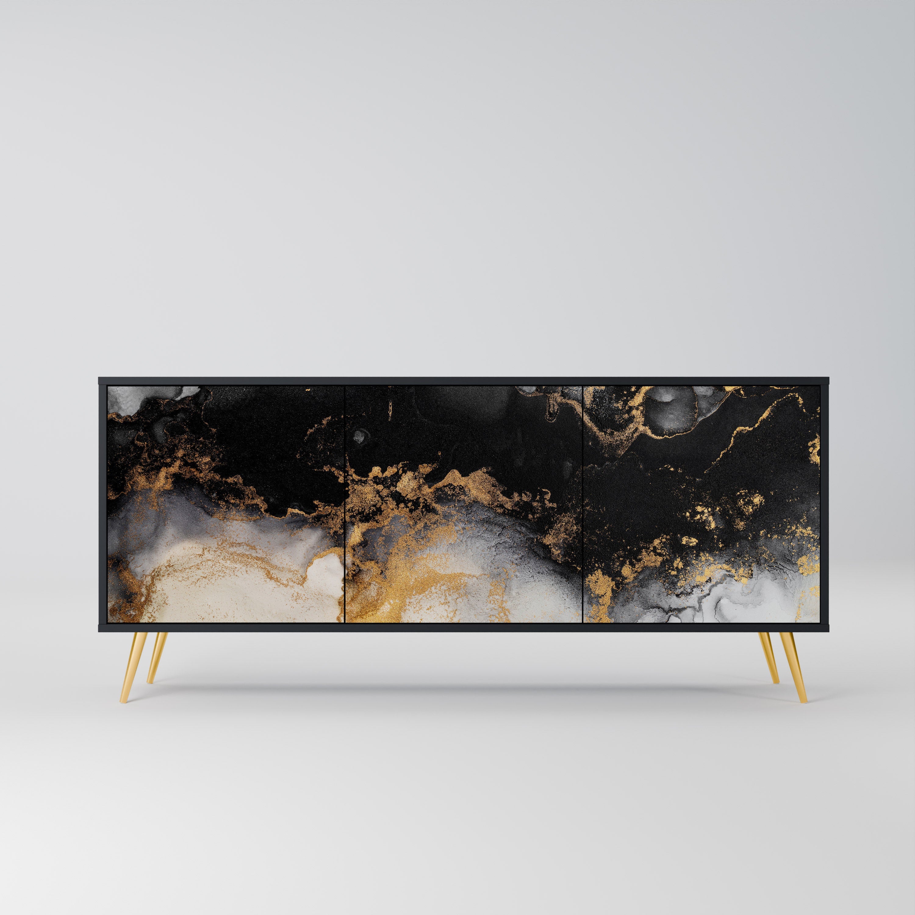 MARBLE OF TOMMORROW 3-Door Sideboard in Black Finish