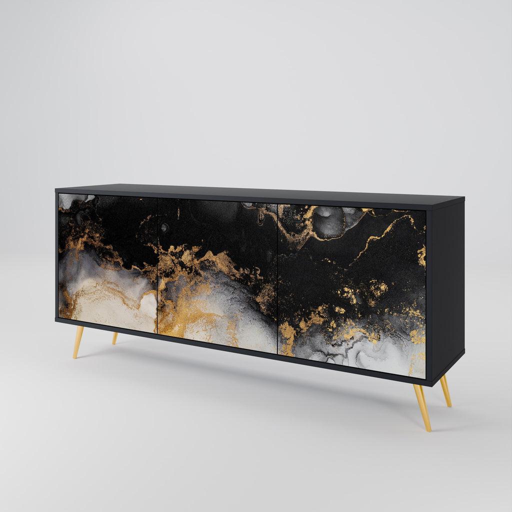 MARBLE OF TOMMORROW 3-Door Sideboard in Black Finish