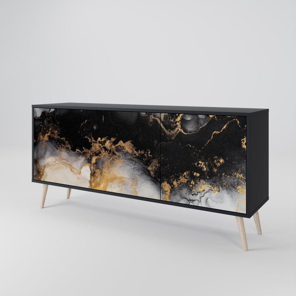 MARBLE OF TOMMORROW 3-Door Sideboard in Black Finish
