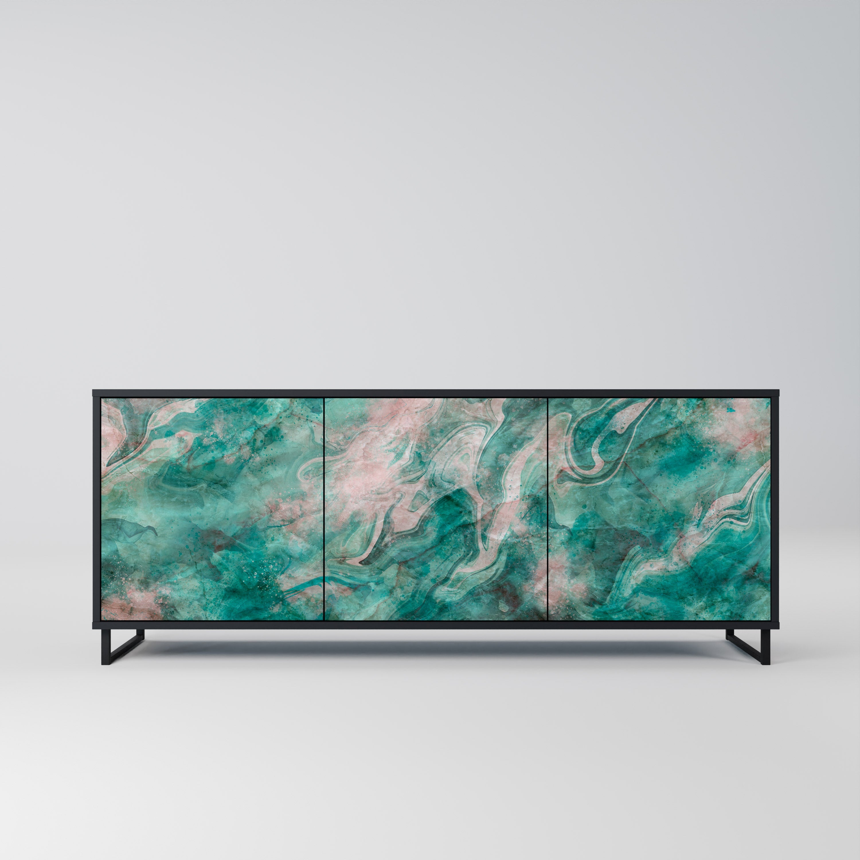 ABSTRACT ALCHEMY Aparador de 3 Portas em Acabamento Preto