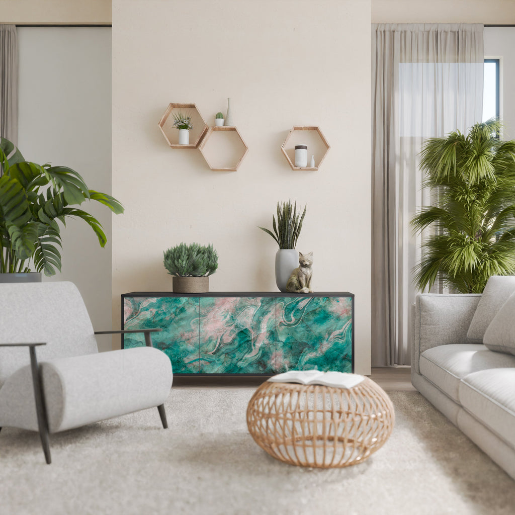 ABSTRACT ALCHEMY Aparador de 3 Portas em Acabamento Preto