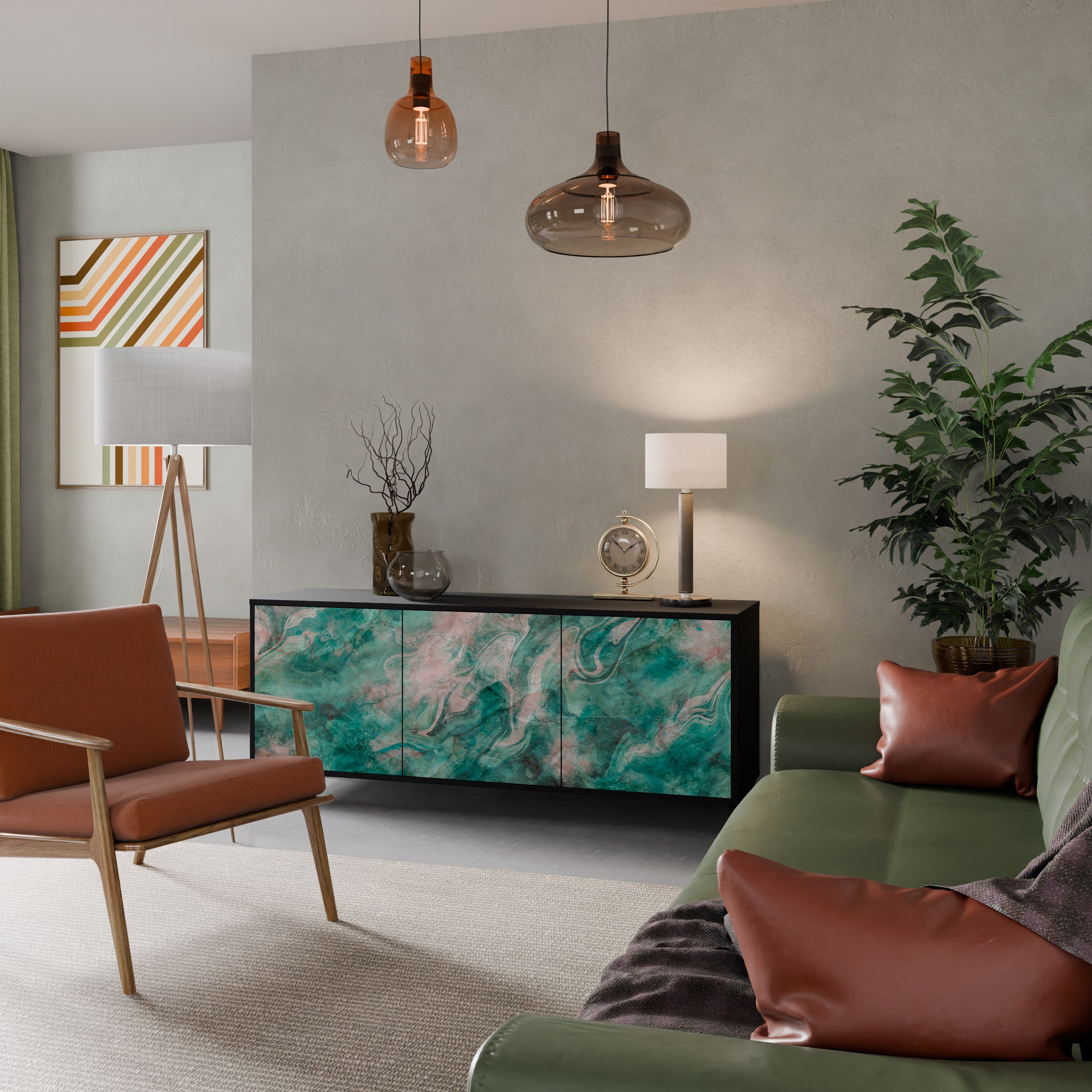 ABSTRACT ALCHEMY Aparador de 3 Portas em Acabamento Preto