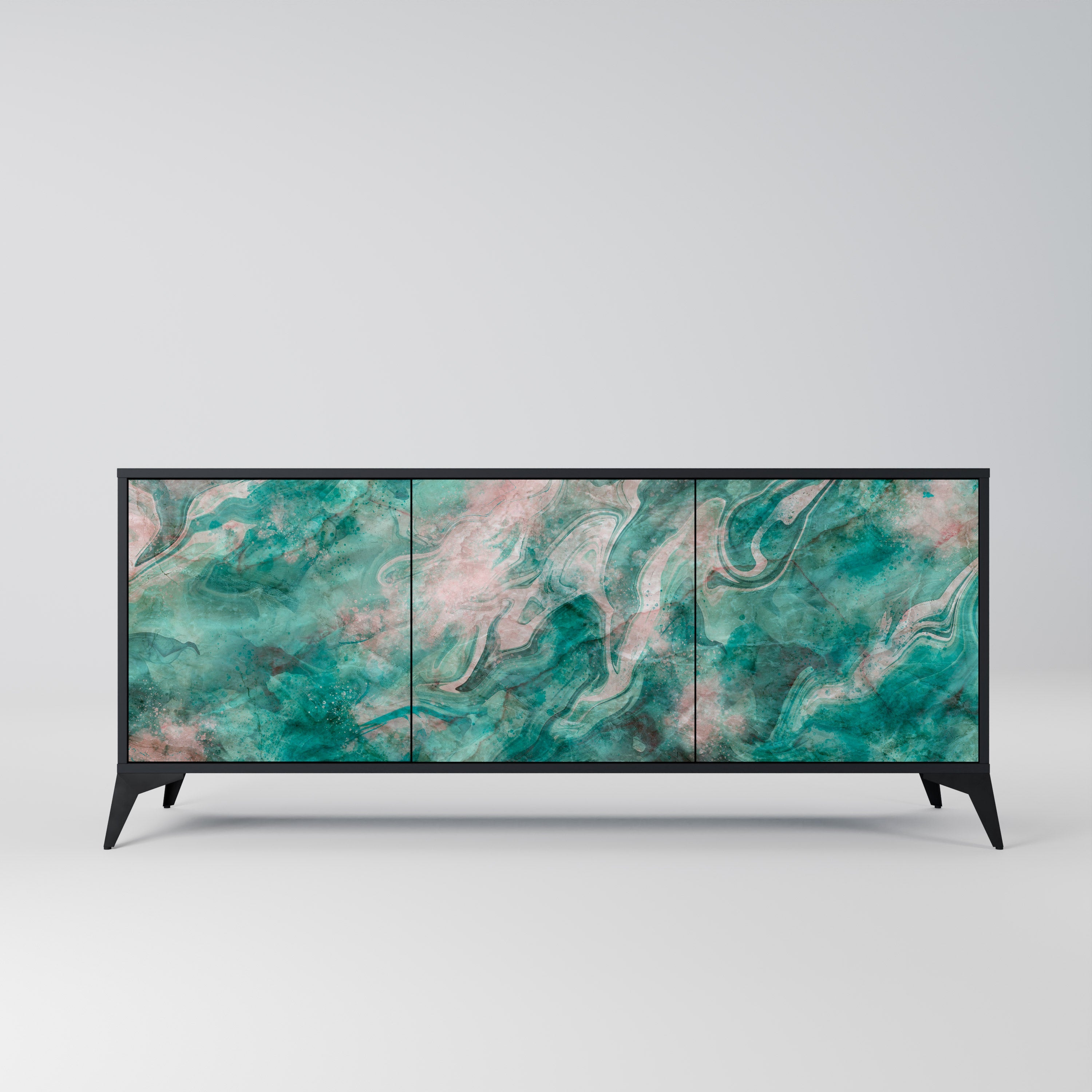 ABSTRACT ALCHEMY Aparador de 3 Portas em Acabamento Preto