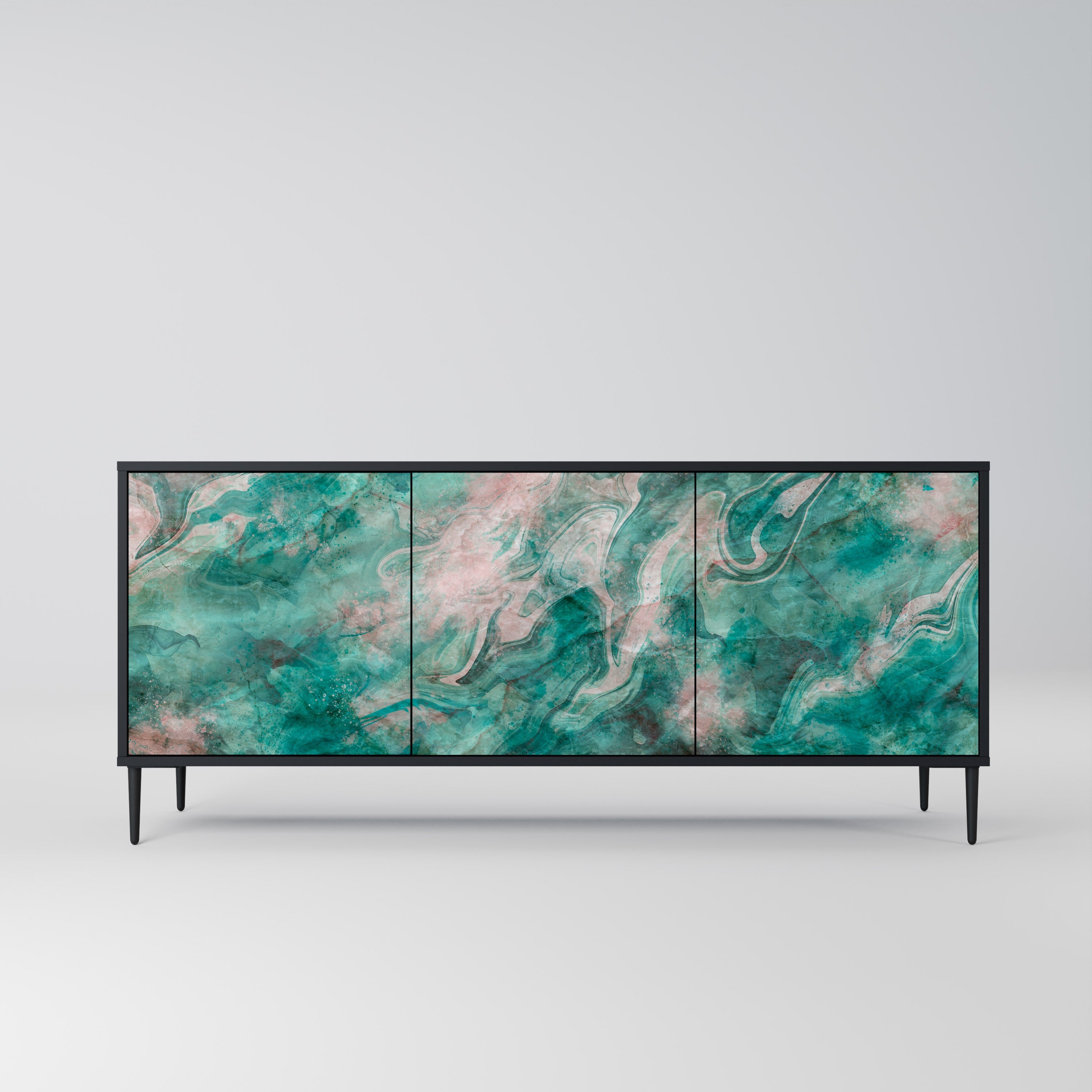 ABSTRACT ALCHEMY Aparador de 3 Portas em Acabamento Preto