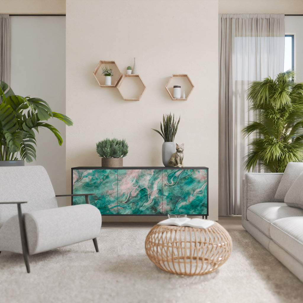 ABSTRACT ALCHEMY Aparador de 3 Portas em Acabamento Preto