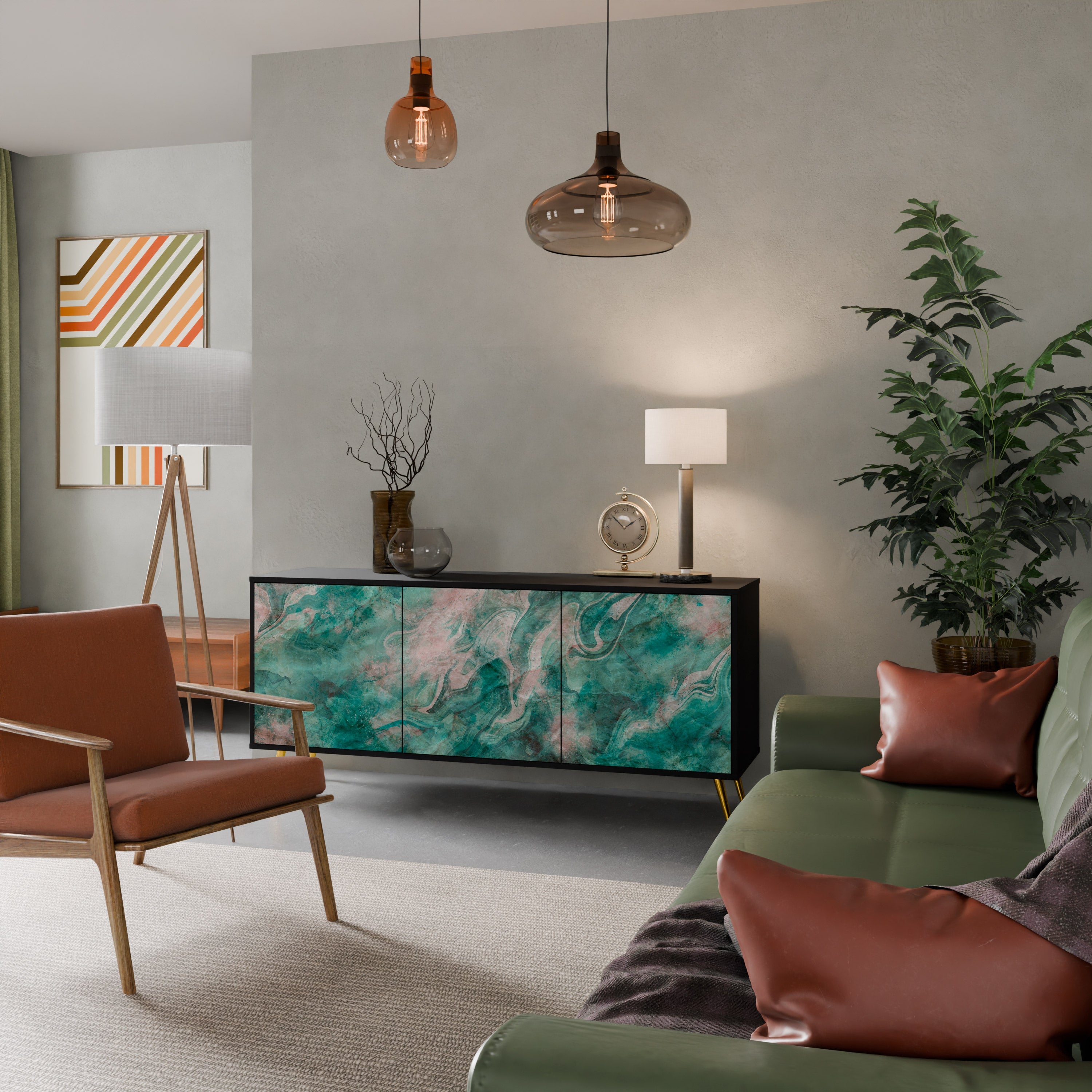 ABSTRACT ALCHEMY Aparador de 3 Portas em Acabamento Preto