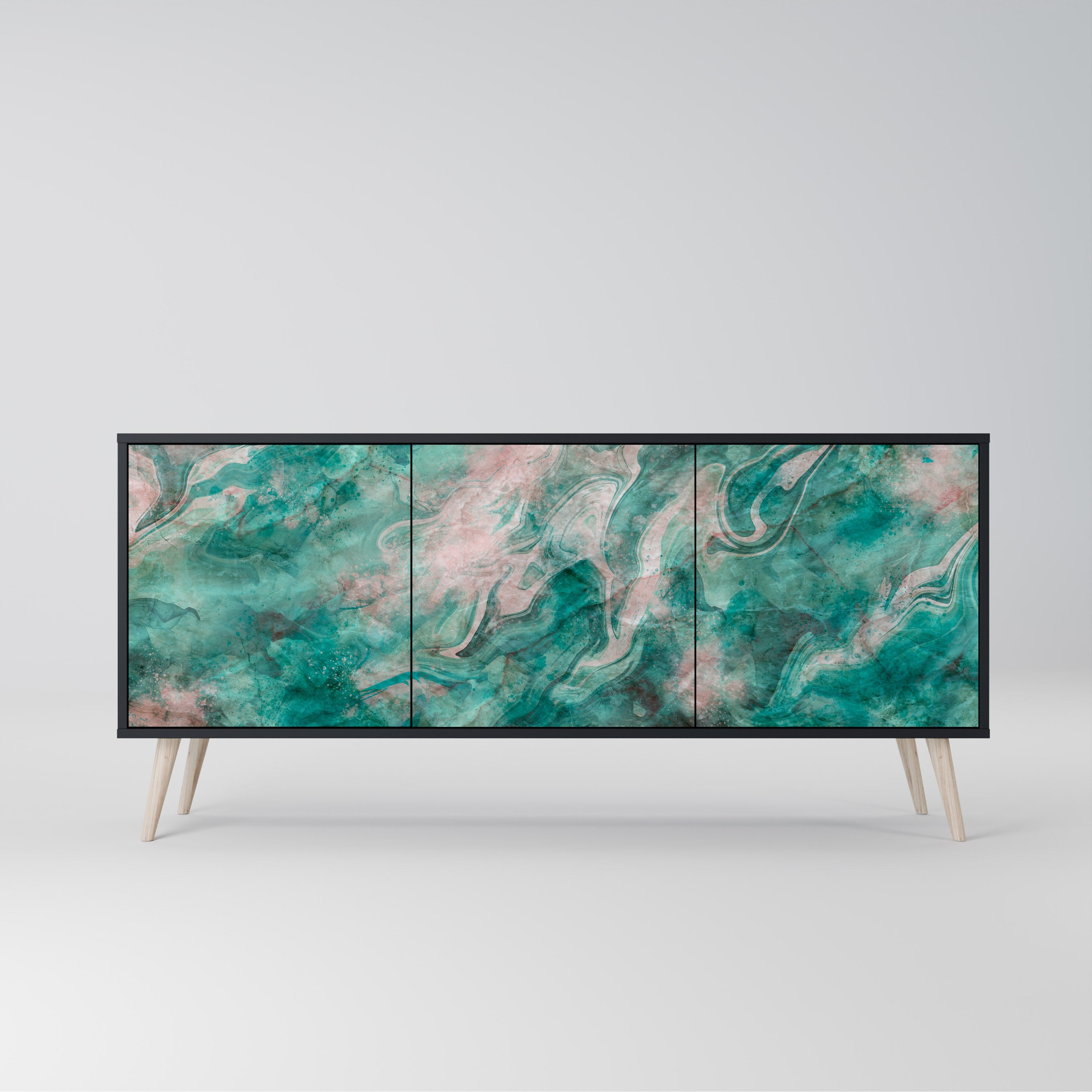 ABSTRACT ALCHEMY Aparador de 3 Portas em Acabamento Preto