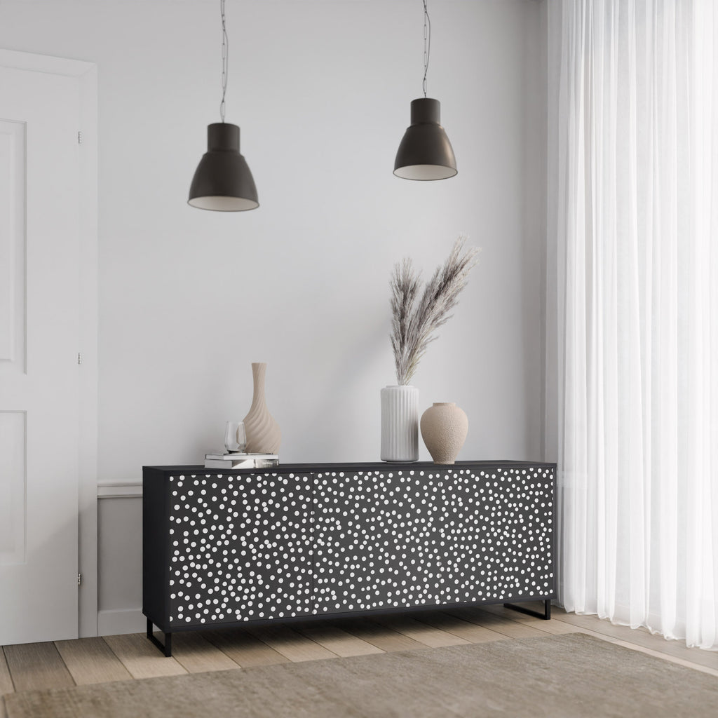 BLINDING LIGHTS 3-Door Sideboard in Black Finish