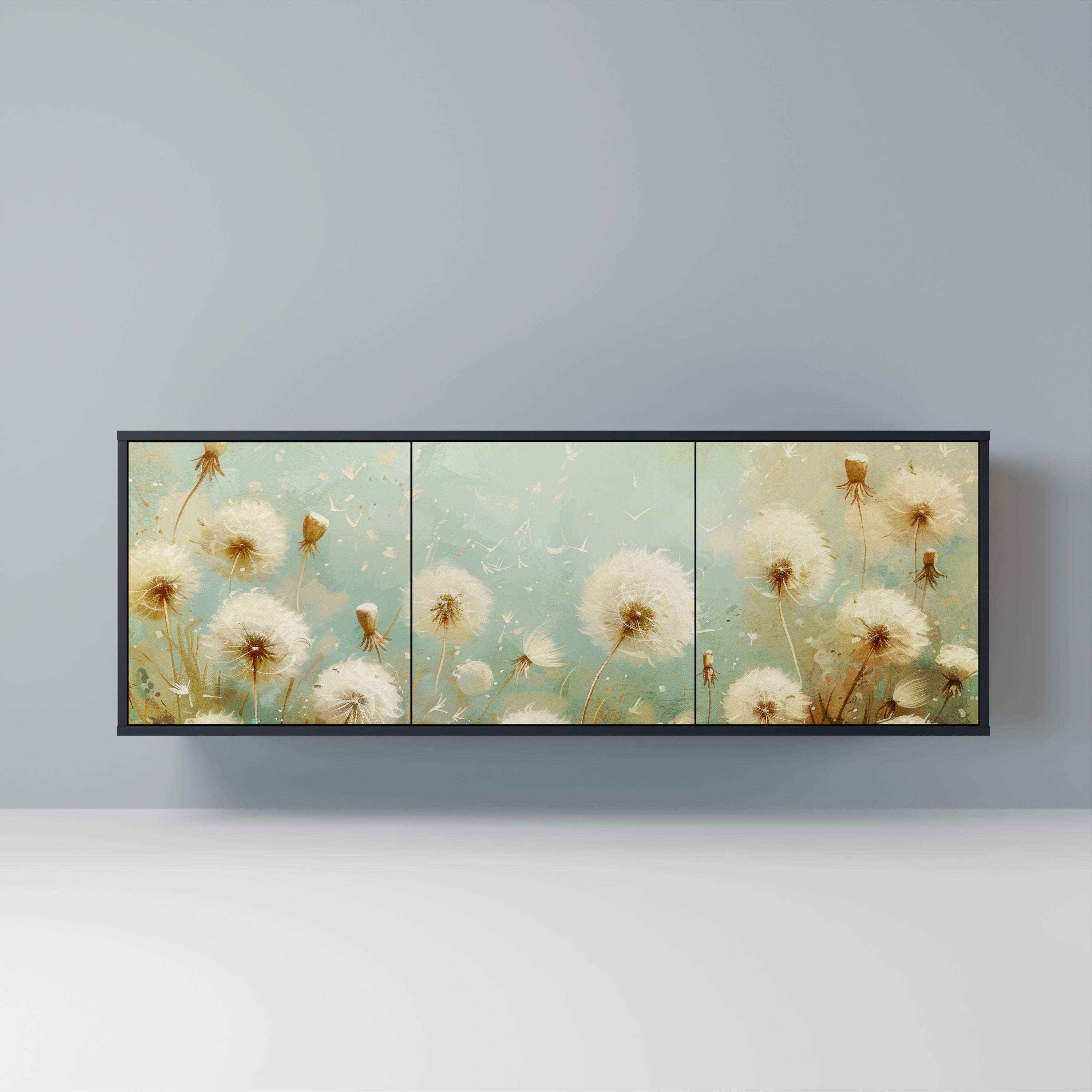 DREAMY MEADOW 3-Door Sideboard in Black Finish