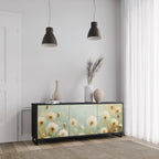 DREAMY MEADOW 3-Door Sideboard in Black Finish