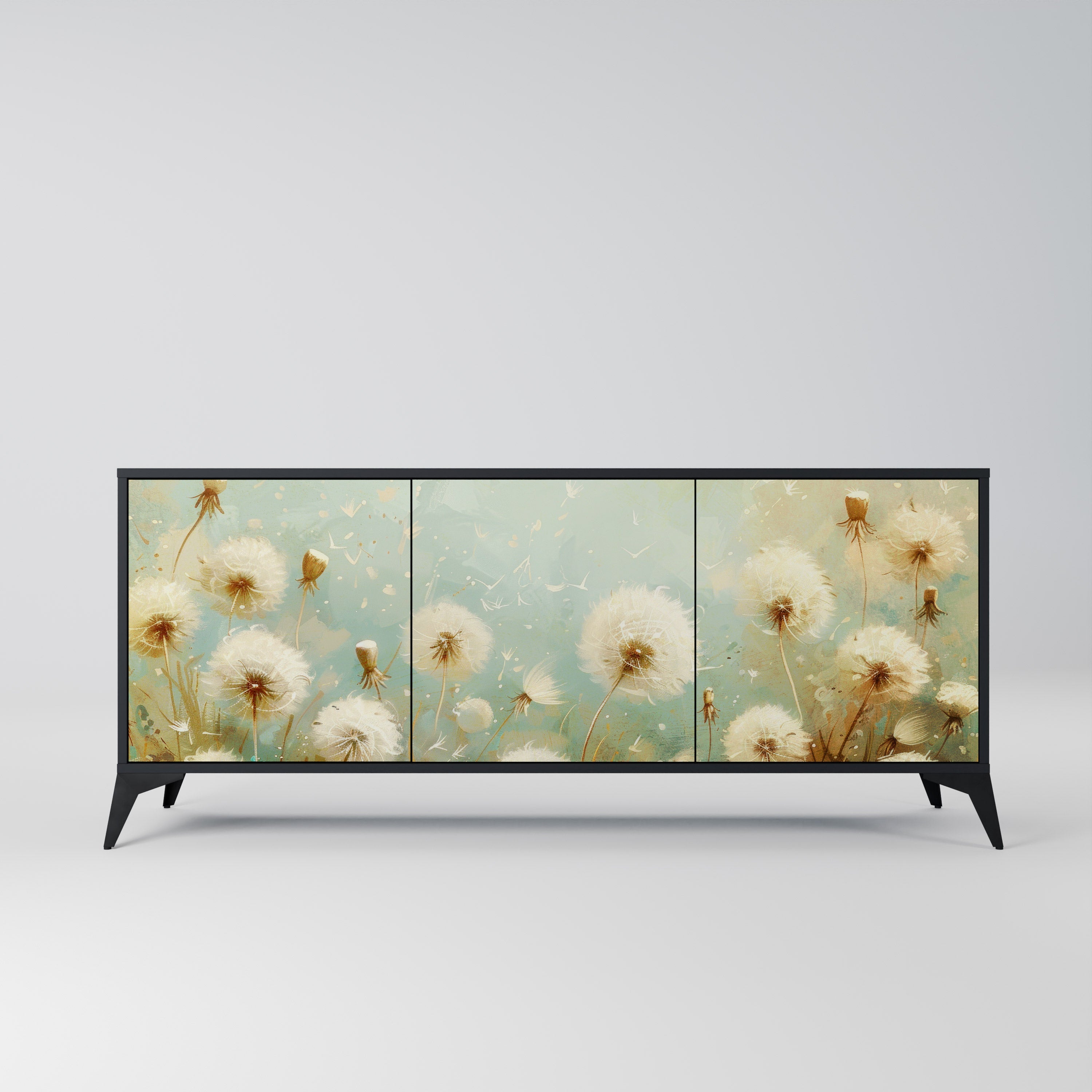 DREAMY MEADOW 3-Door Sideboard in Black Finish