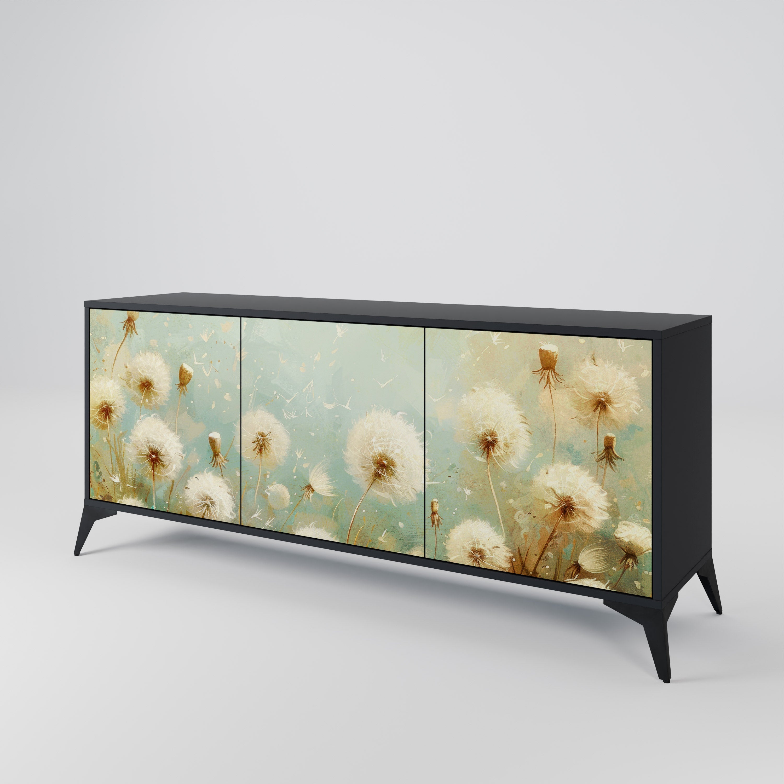DREAMY MEADOW 3-Door Sideboard in Black Finish