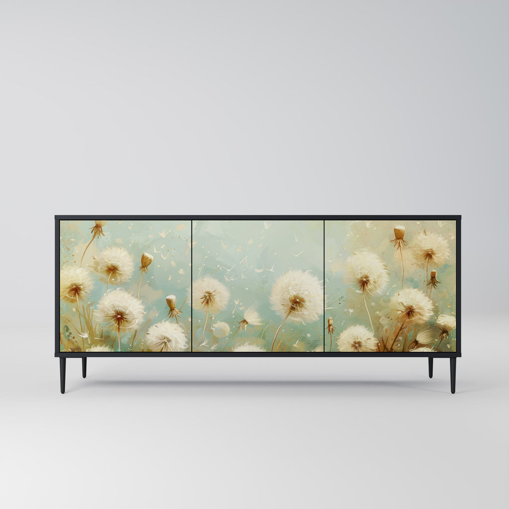 DREAMY MEADOW 3-Door Sideboard in Black Finish