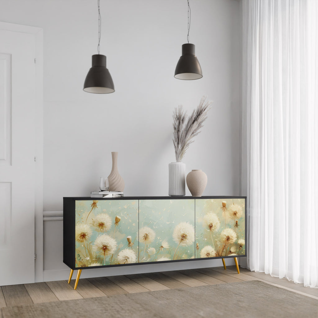 DREAMY MEADOW 3-Door Sideboard in Black Finish