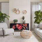 NEVERENDING BLOOM 3-Door Sideboard in Black Finish