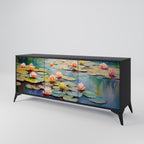 BLOOMING WATERS 3-Door Sideboard in Black Finish