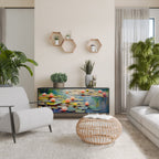 BLOOMING WATERS 3-Door Sideboard in Black Finish