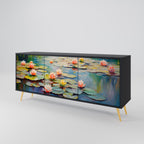 BLOOMING WATERS 3-Door Sideboard in Black Finish