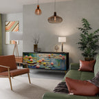 BLOOMING WATERS 3-Door Sideboard in Black Finish