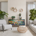 BLOOMING WATERS 3-Door Sideboard in Black Finish