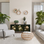 FLORAL NOIR 3-Door Sideboard in Black Finish