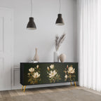 FLORAL NOIR 3-Door Sideboard in Black Finish
