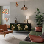 FLORAL NOIR 3-Door Sideboard in Black Finish