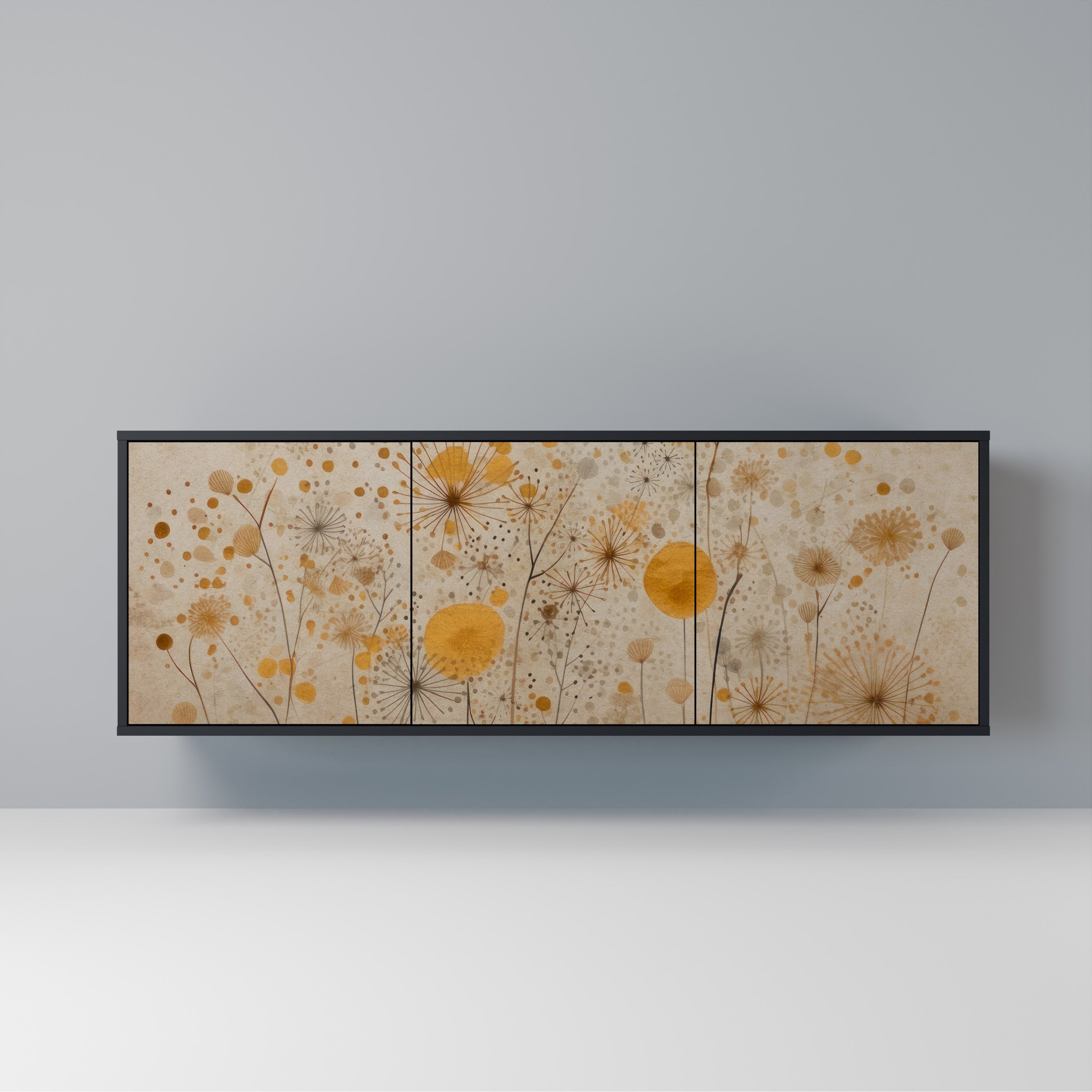 MORNING GLADE 3-Door Sideboard in Black Finish