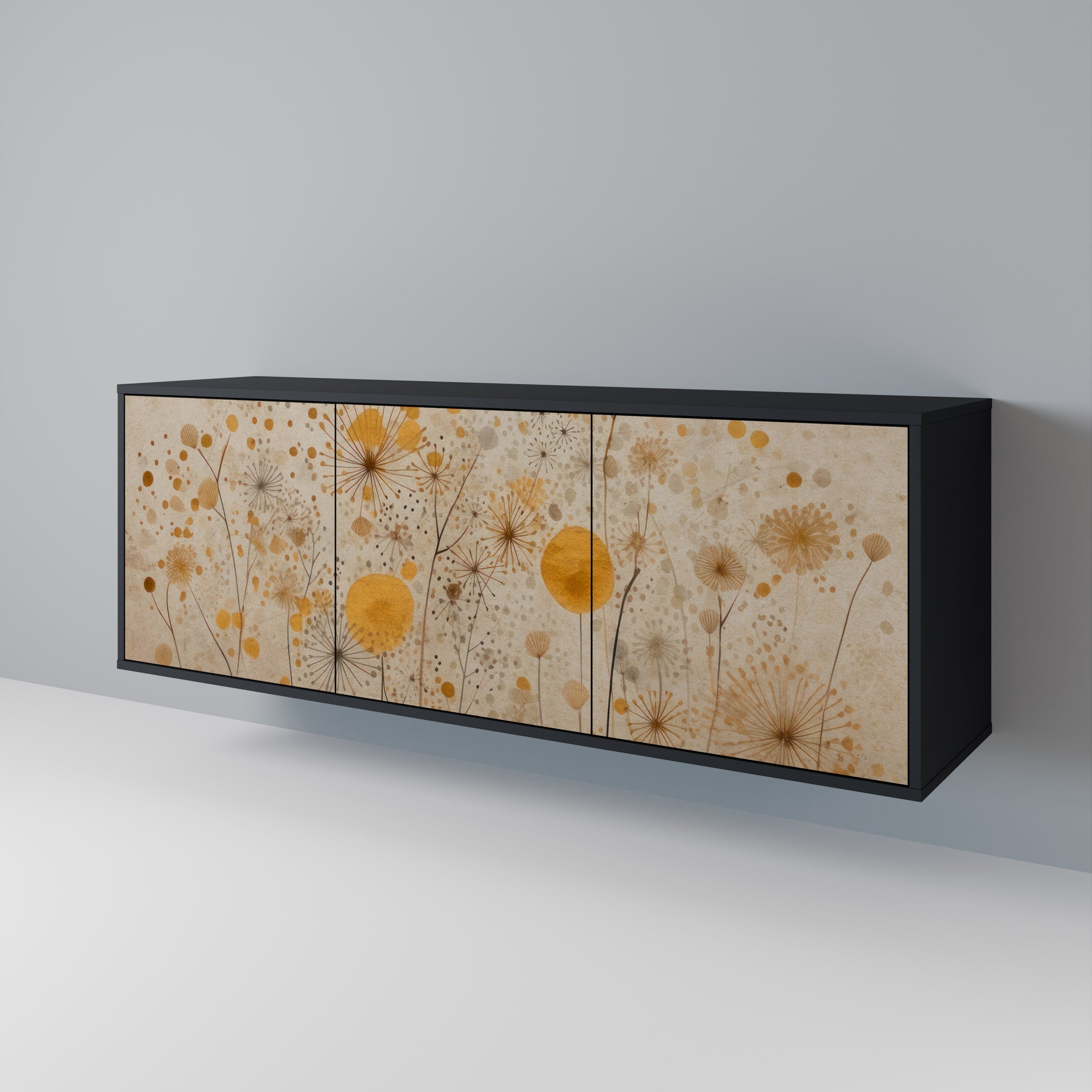 MORNING GLADE 3-Door Sideboard in Black Finish