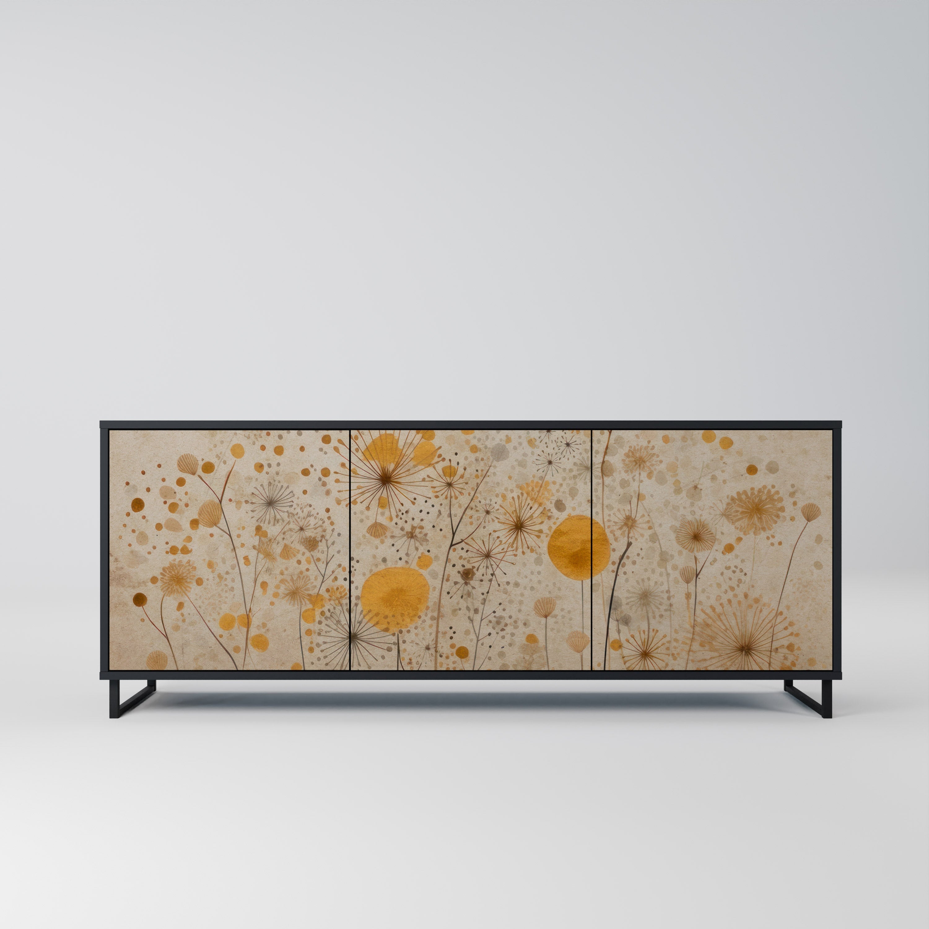 MORNING GLADE 3-Door Sideboard in Black Finish