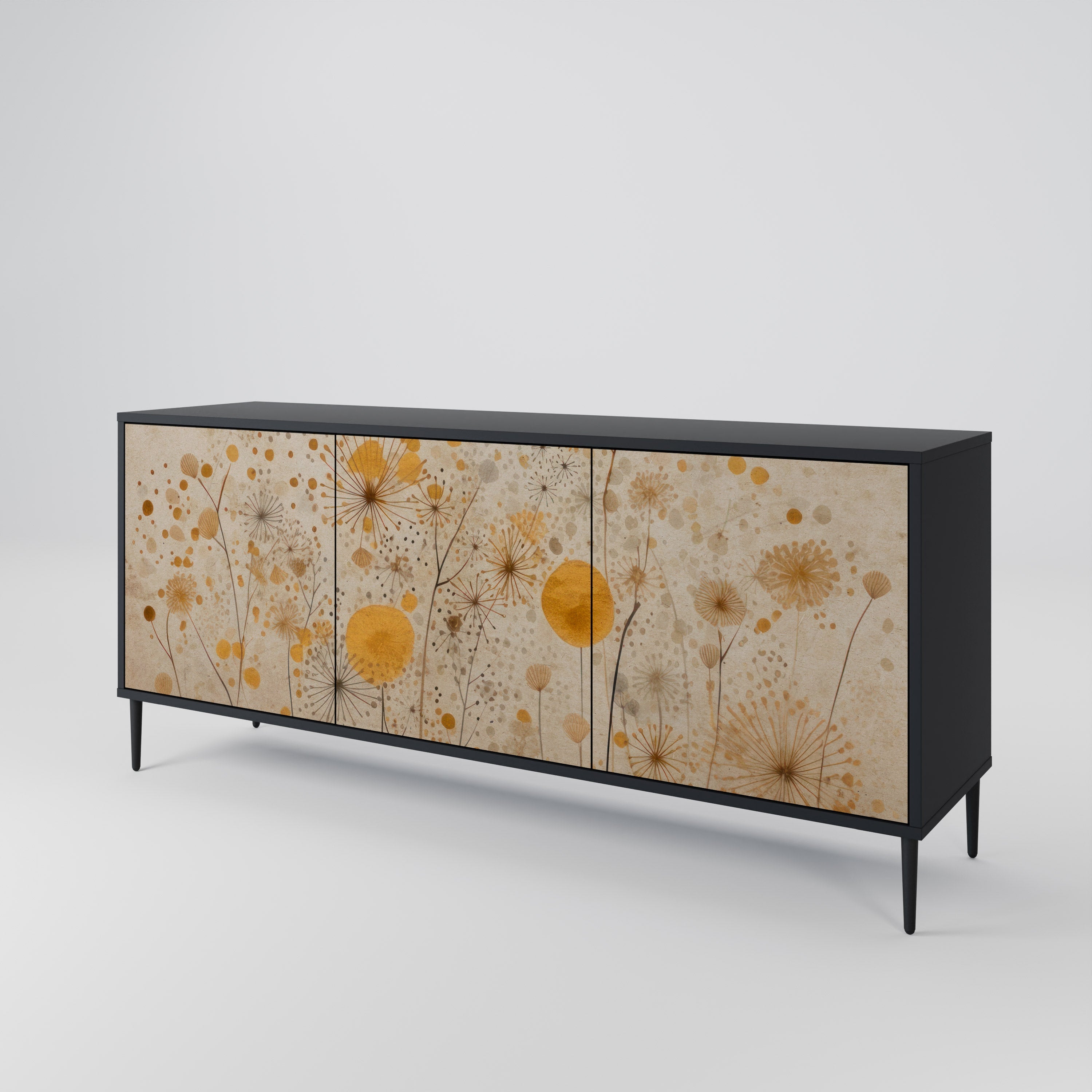 MORNING GLADE 3-Door Sideboard in Black Finish