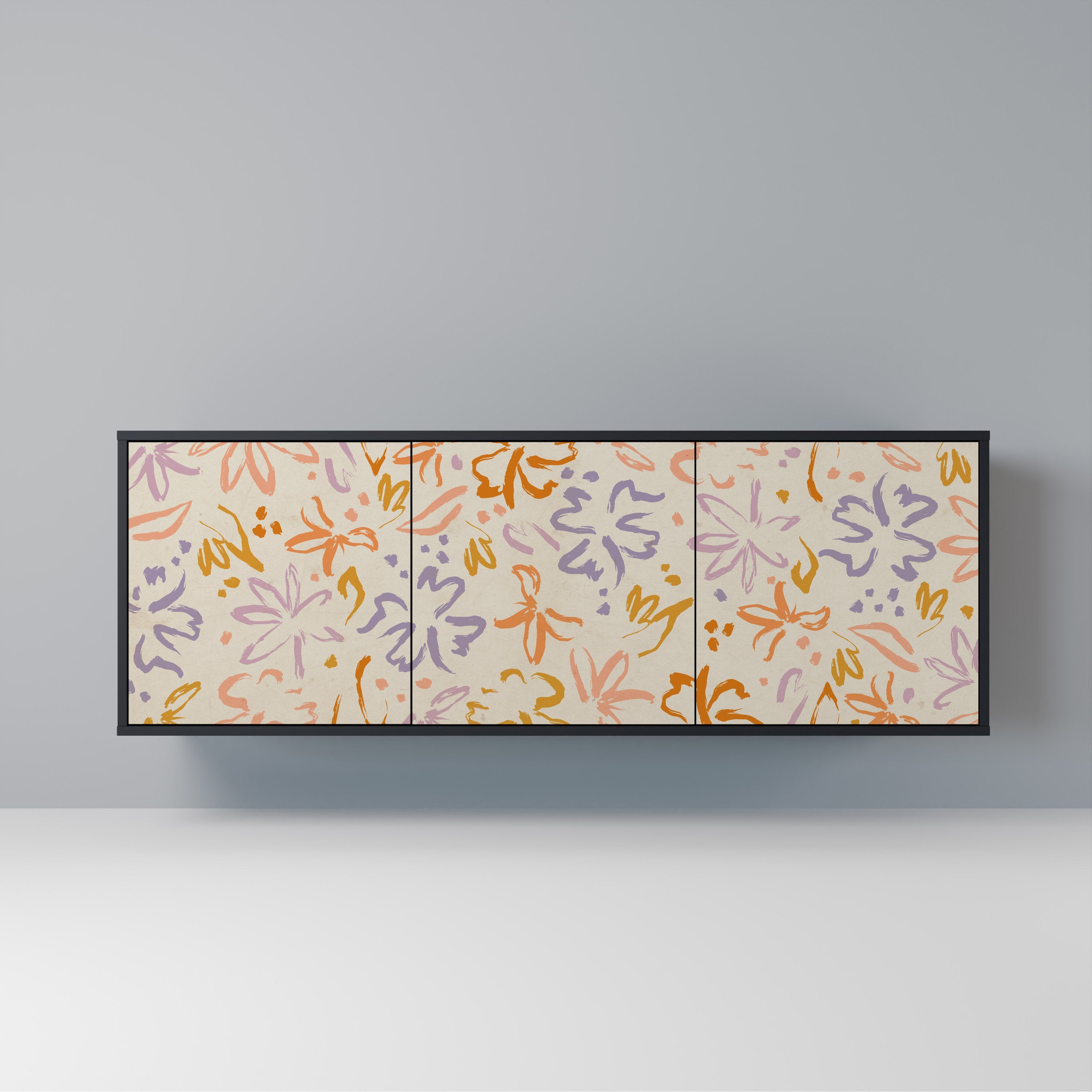 SPRING WHIMSY 3-Door Sideboard in Black Finish