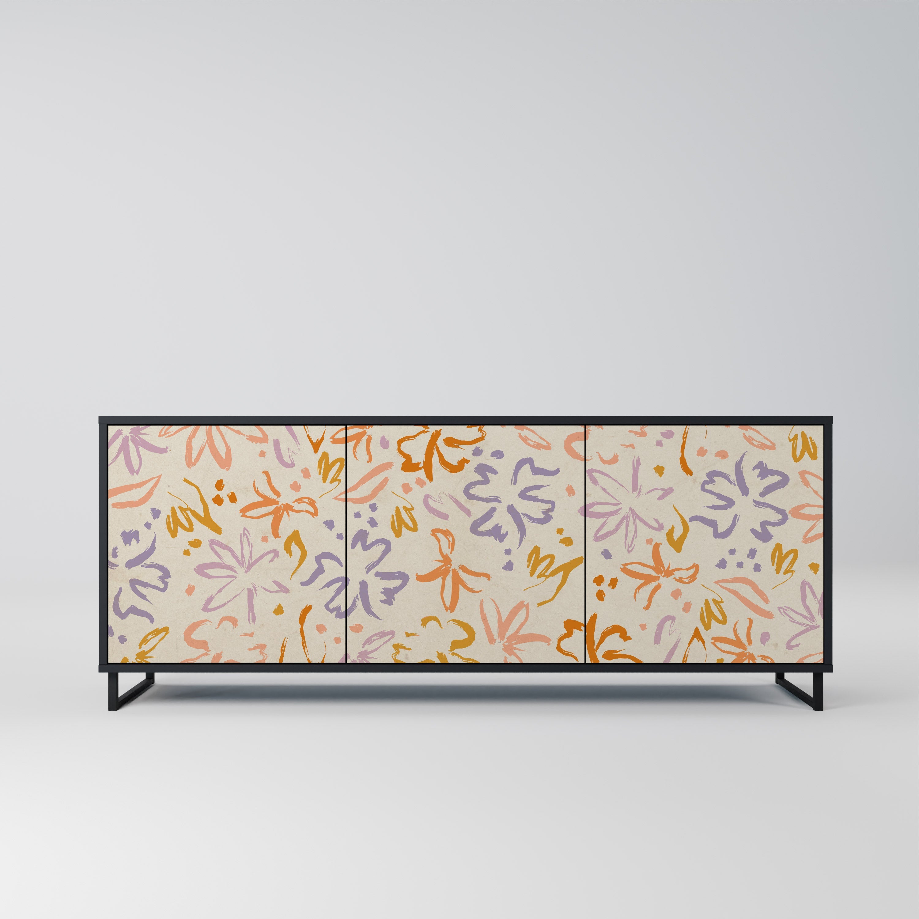 SPRING WHIMSY 3-Door Sideboard in Black Finish