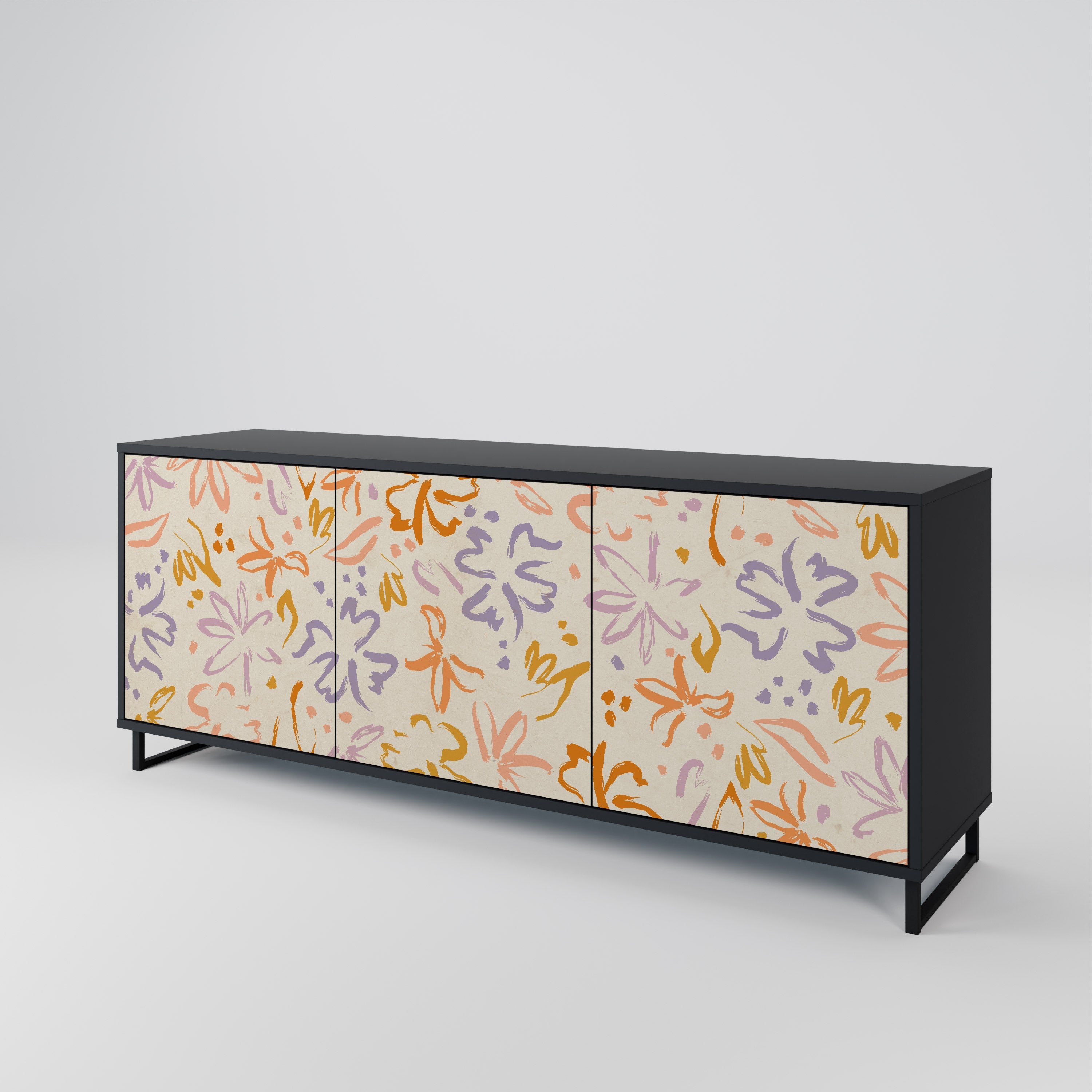 SPRING WHIMSY 3-Door Sideboard in Black Finish