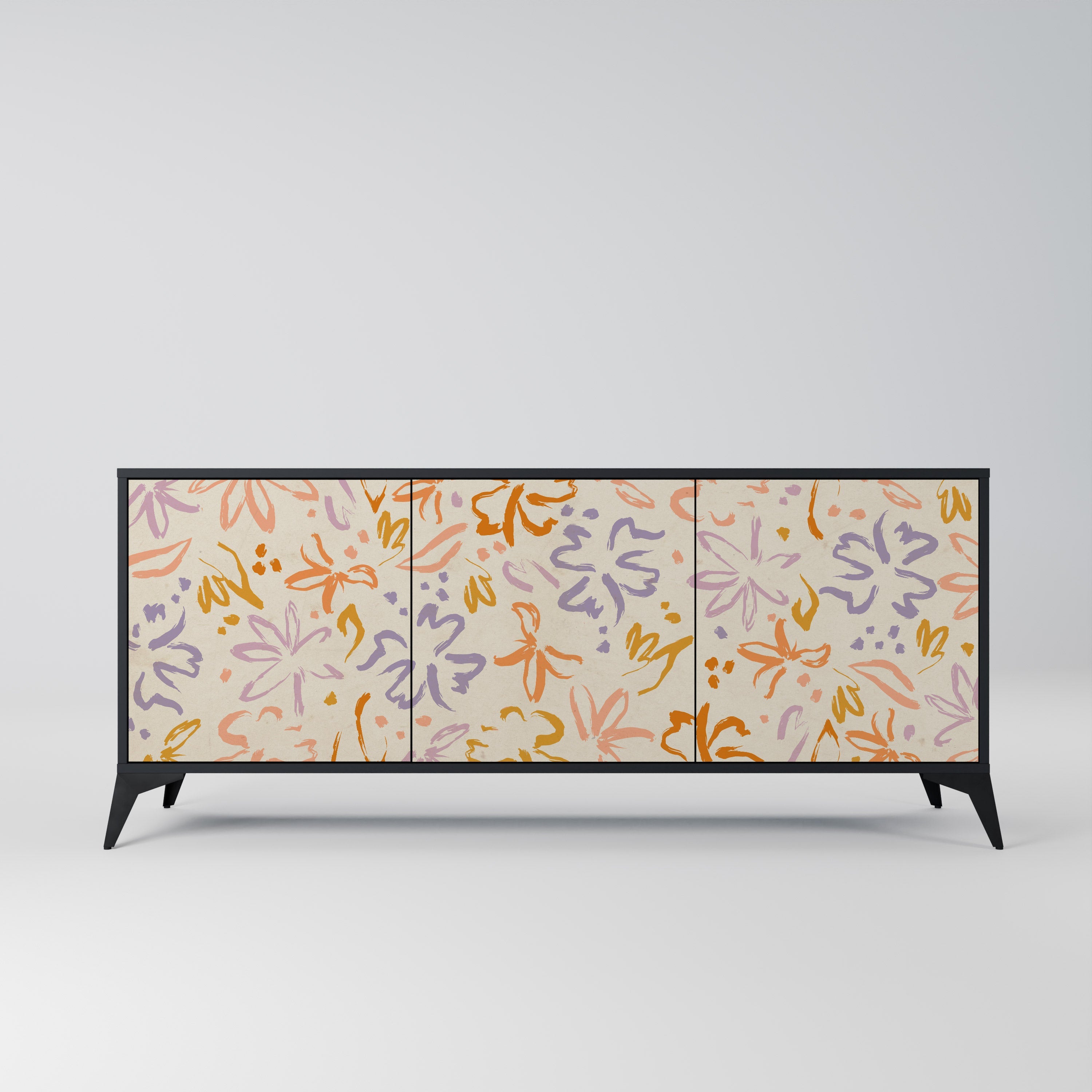 SPRING WHIMSY 3-Door Sideboard in Black Finish